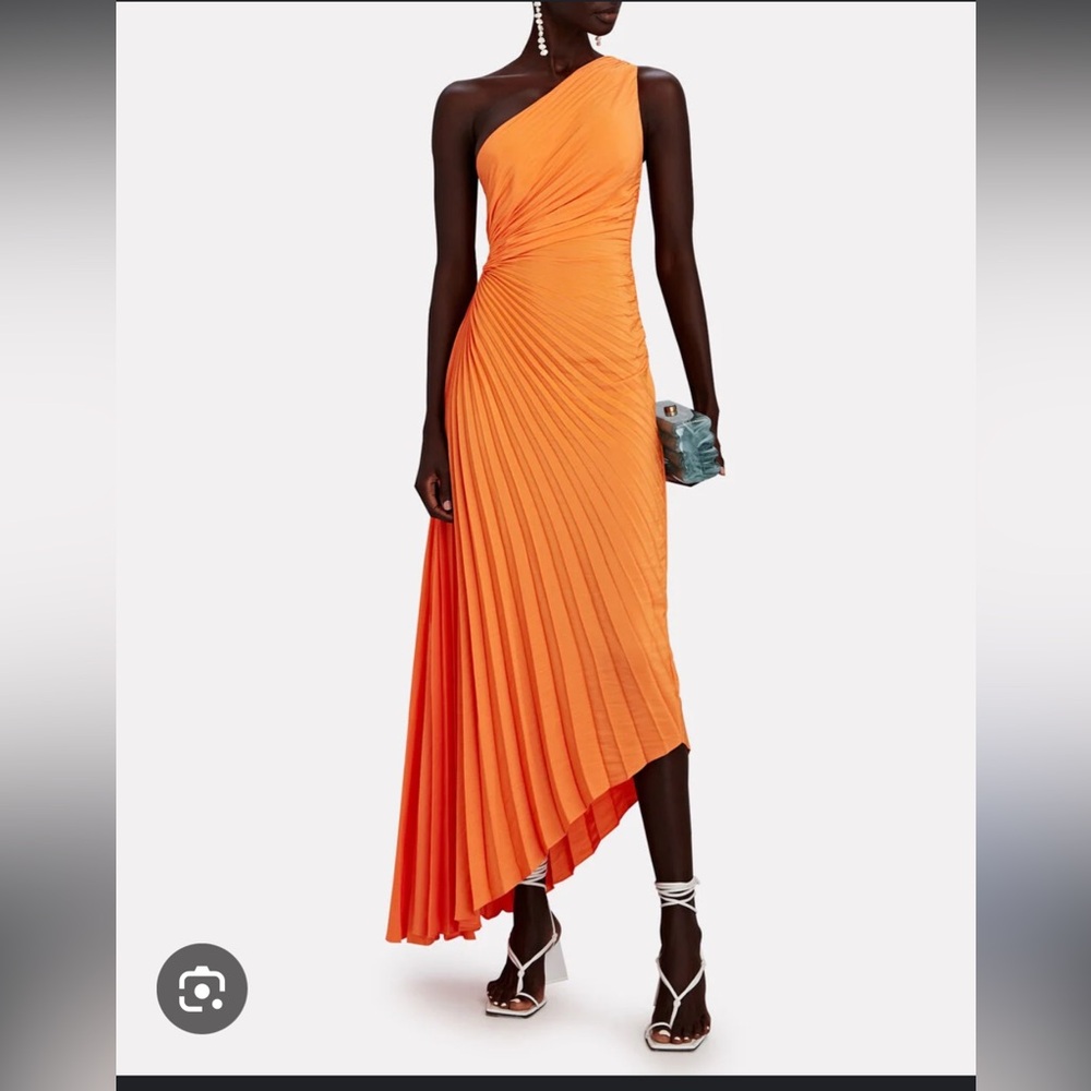 A.L.C. Delfina One-Shoulder Plissé Maxi Dress